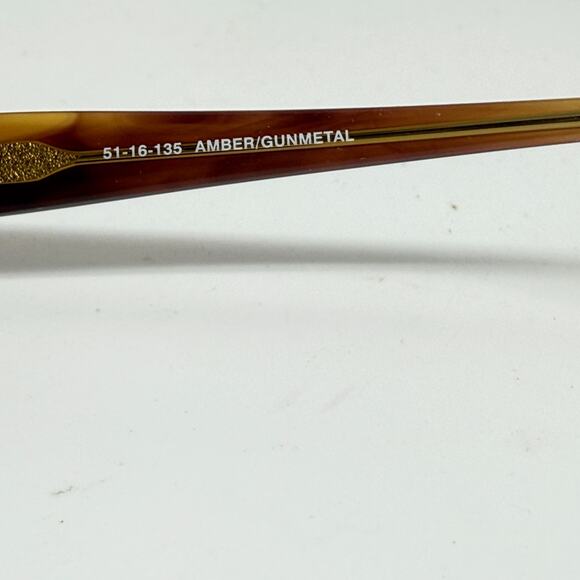 Bulova Turin Eyeglasses Full Rim Amber Brown Rectangular Frames 51-16-135 H19347 - Picture 6 of 7